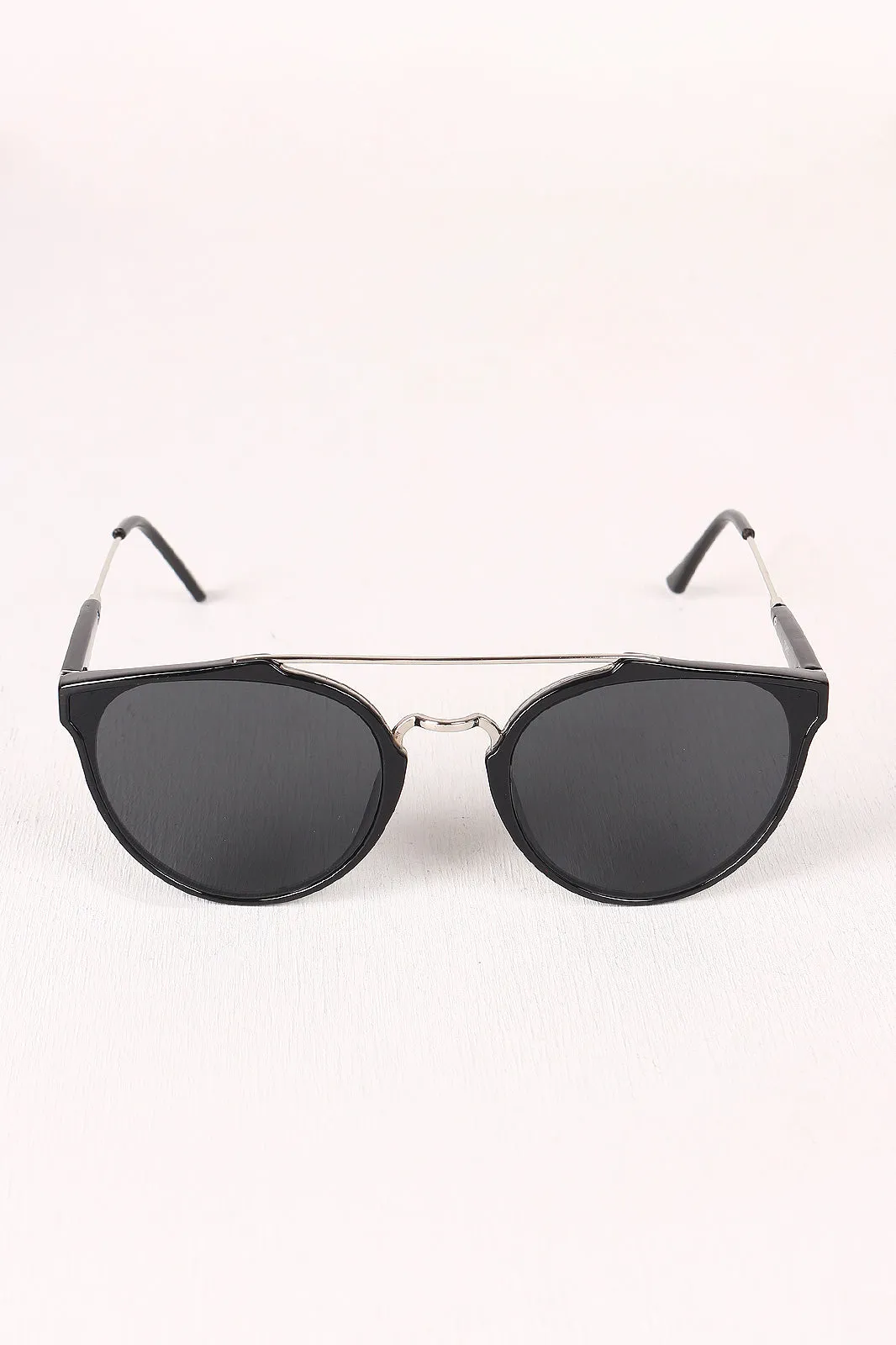 Retro Double Bridge Round Lens Sunglasses
