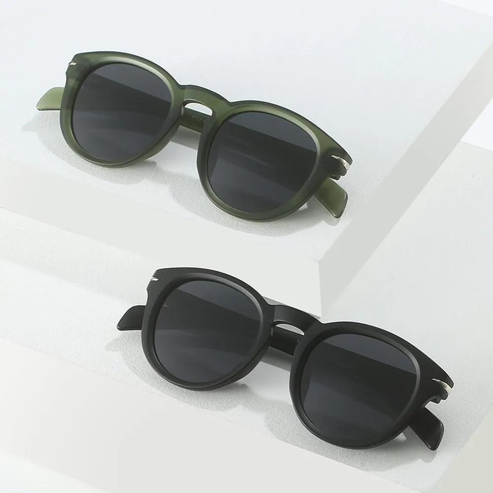 Retro Round Men Sunglasses Shades UV400 Fashion Blue Green Women Rivets Sun Glasses
