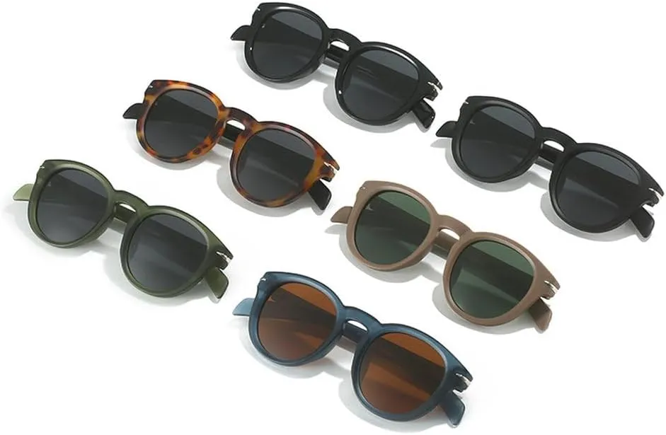 Retro Round Men Sunglasses Shades UV400 Fashion Blue Green Women Rivets Sun Glasses