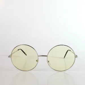 Round 2 1/2” Metal Frame Sunglasses- Pale Yellow