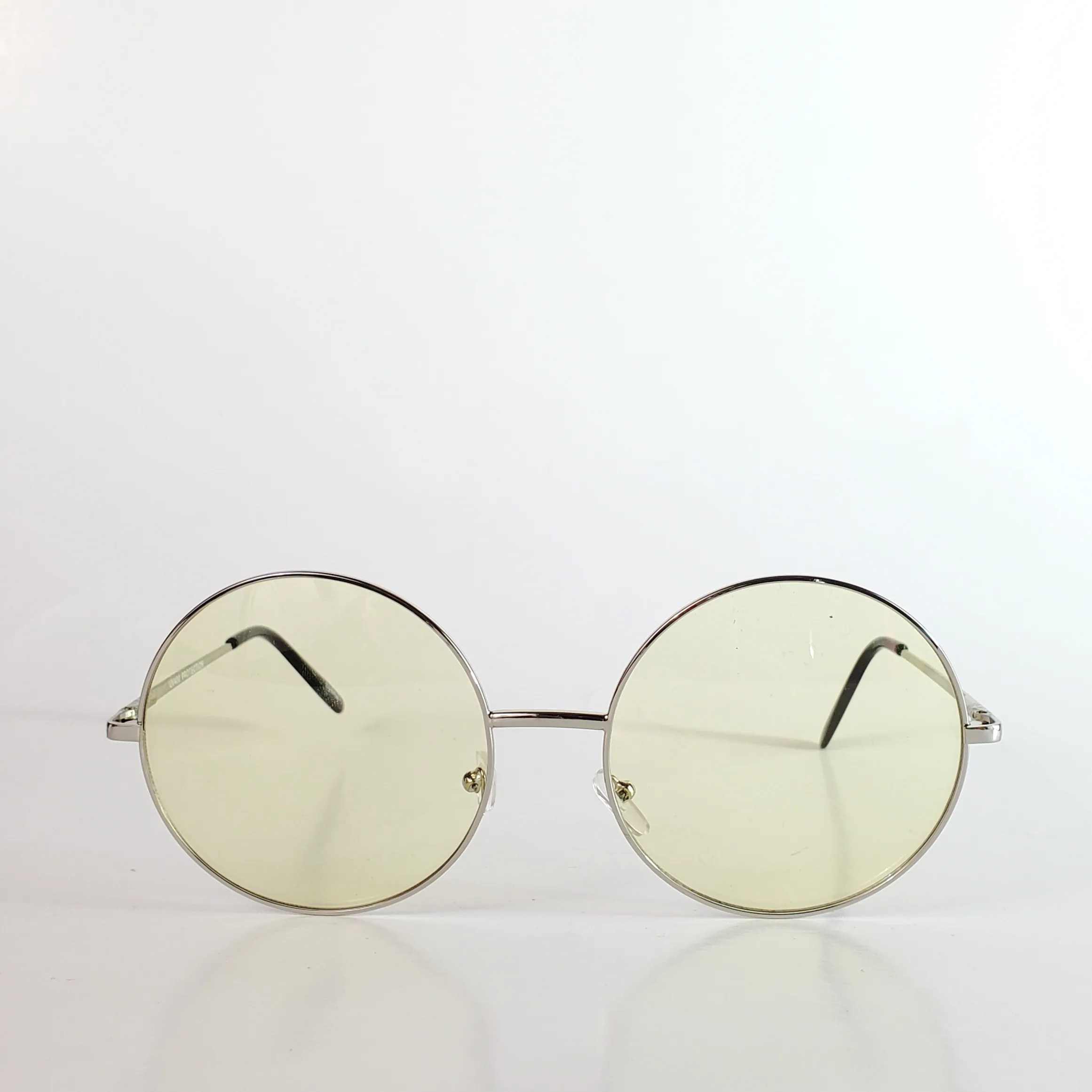 Round 2 1/2” Metal Frame Sunglasses- Pale Yellow