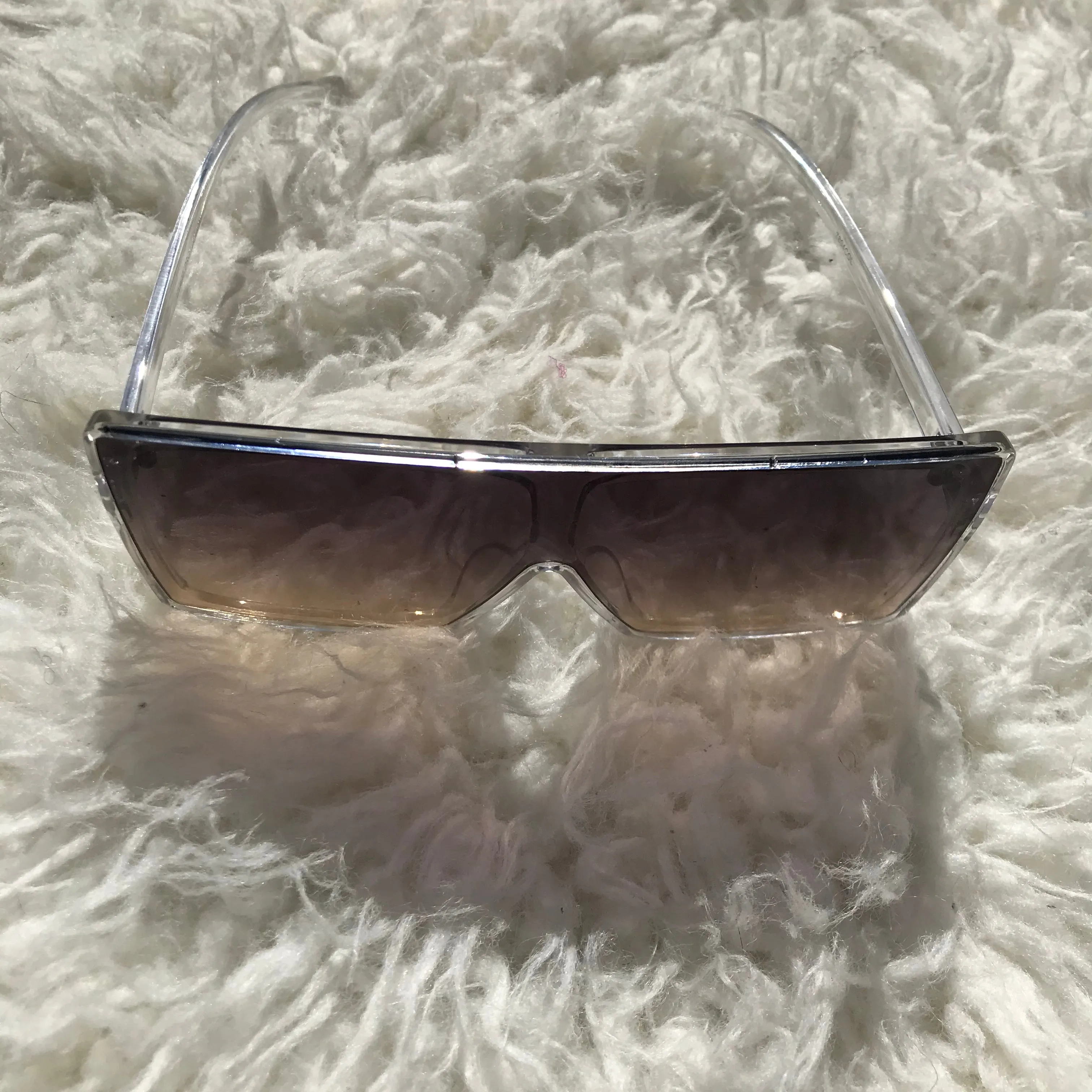 Shield Sunglasses - Clear Frames with Black Gradient Lenses