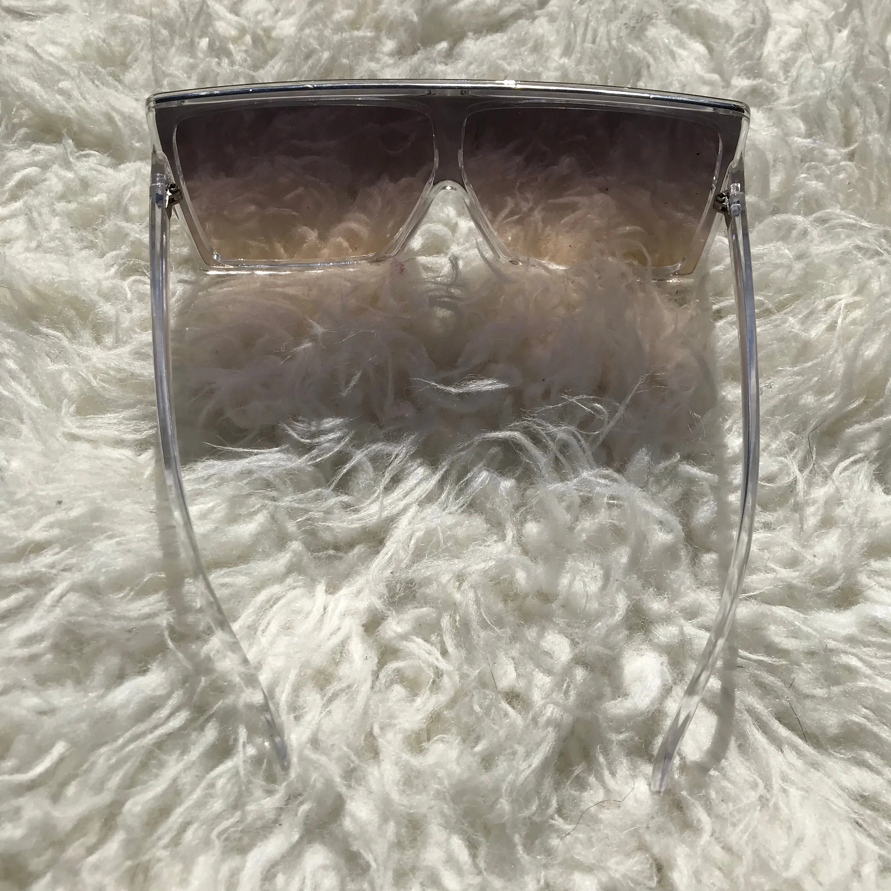 Shield Sunglasses - Clear Frames with Black Gradient Lenses