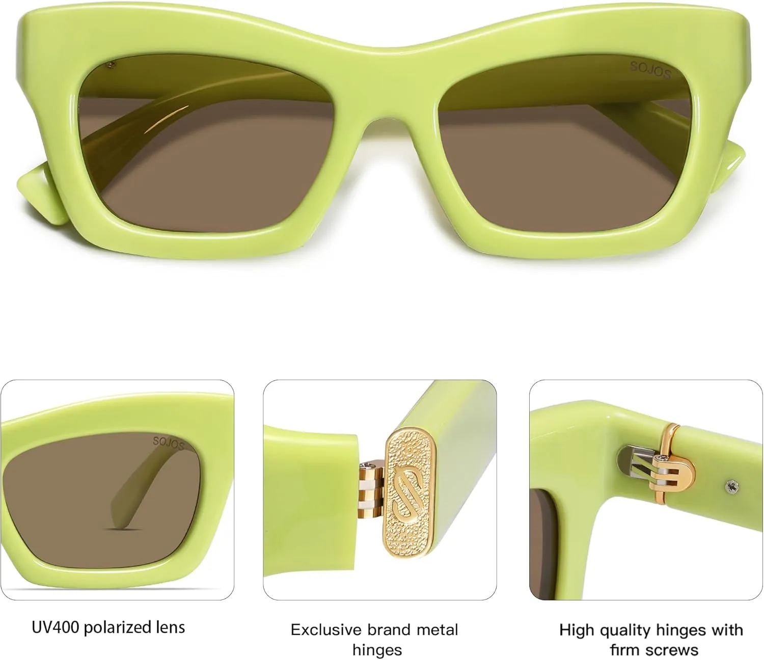 SOJOS Trendy Cat Eye Polarized Sunglasses for Women Men Retro Chunky Designer Sunnies SJ2339