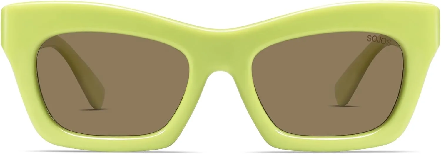 SOJOS Trendy Cat Eye Polarized Sunglasses for Women Men Retro Chunky Designer Sunnies SJ2339