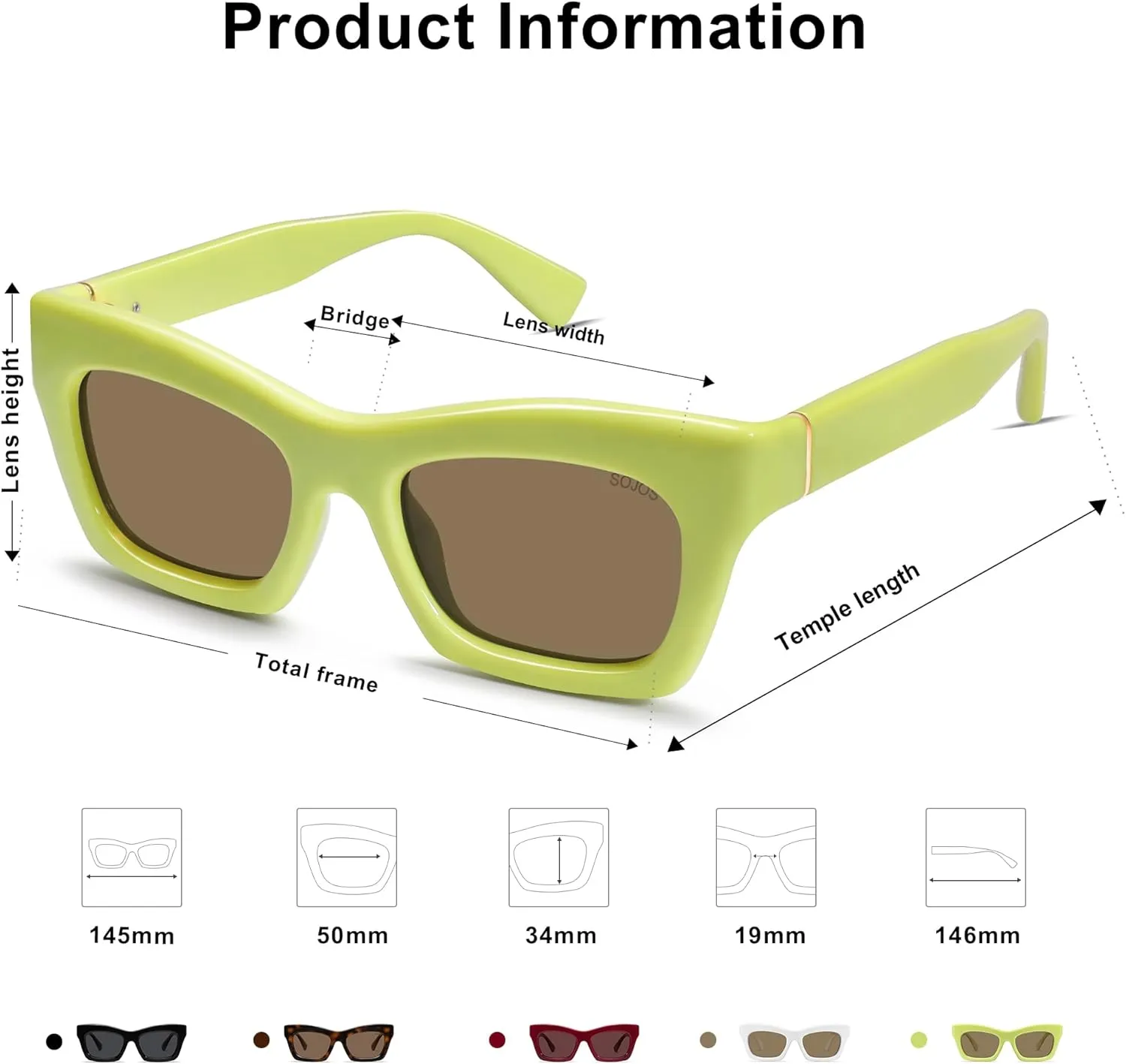 SOJOS Trendy Cat Eye Polarized Sunglasses for Women Men Retro Chunky Designer Sunnies SJ2339
