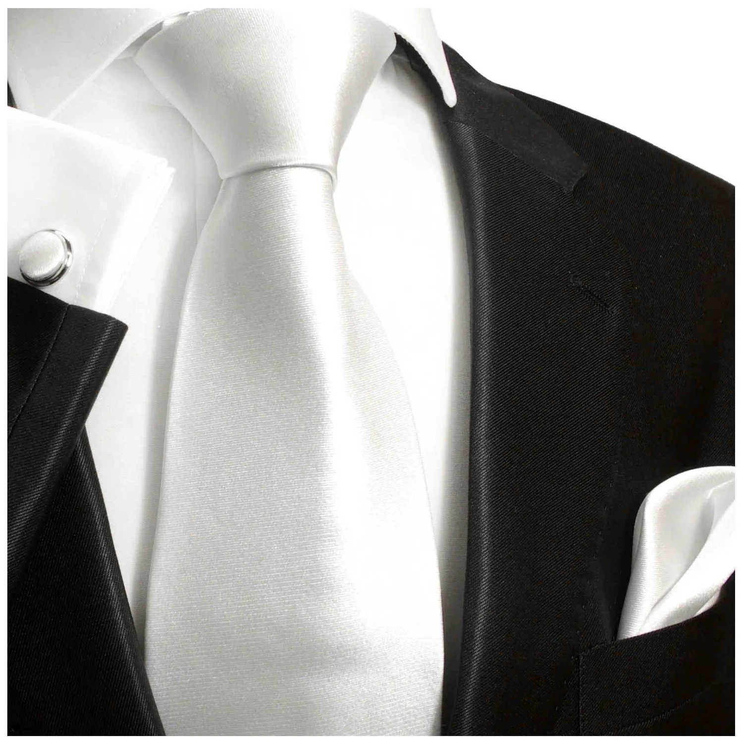 Solid White Formal Silk Necktie