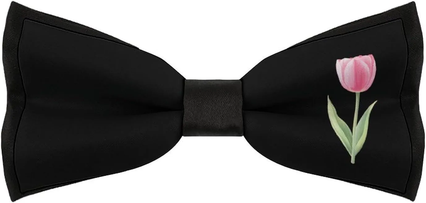 Tulips-Flower Bow Ties for Men Classic Adjustable Bowtie Clip On Formal Wear for Business Wedding