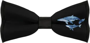 Watercolor Whale Mama And Little Bow Ties for Men Classic Adjustable Bowtie Clip On Formal Wear for Business Wedding