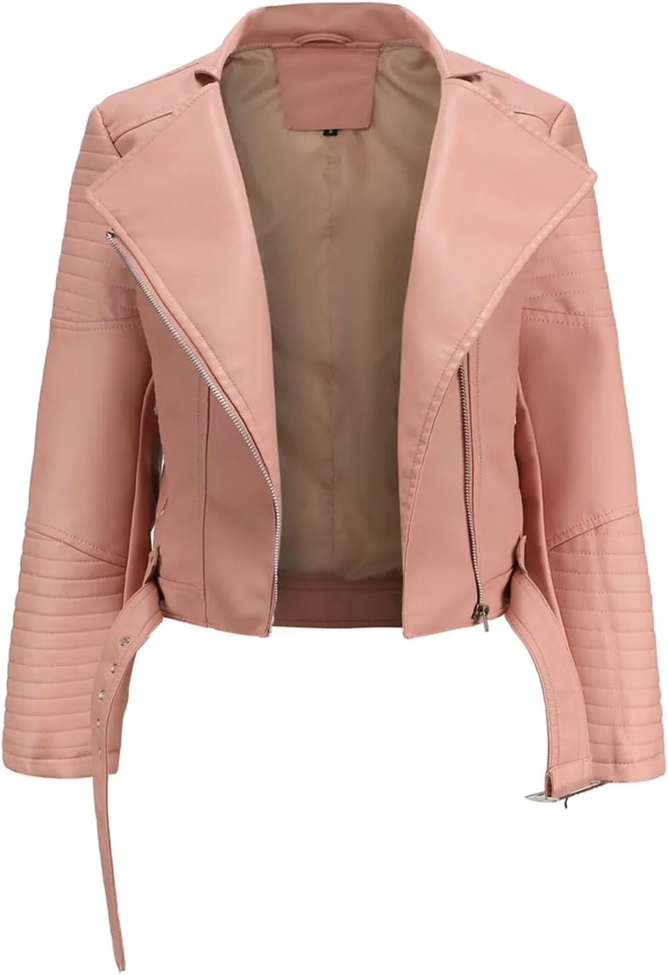Women's Faux Leather Moto Biker Short Coat Jacket Zip Up Motorcycle Short PU Moto Biker Outwear Fitted Slim Coat