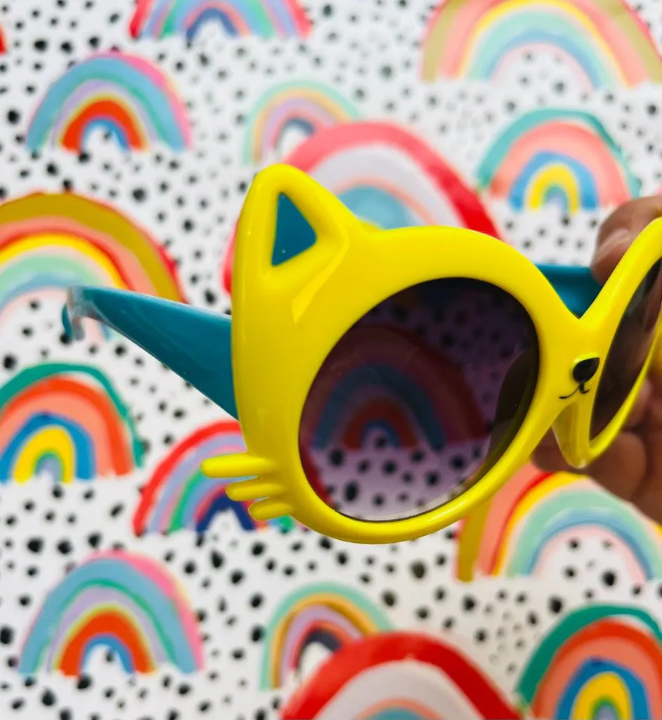 Yellow Cat Retro Kids Sunglasses