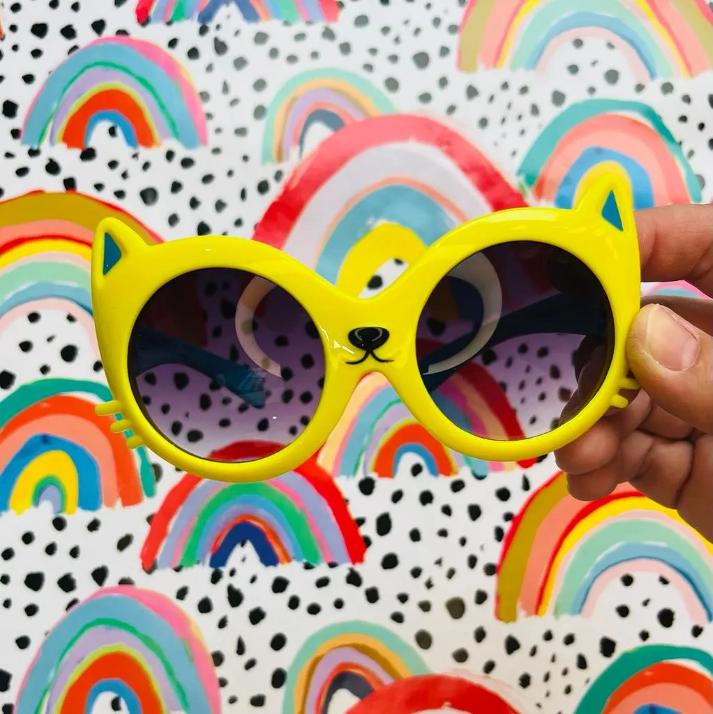 Yellow Cat Retro Kids Sunglasses