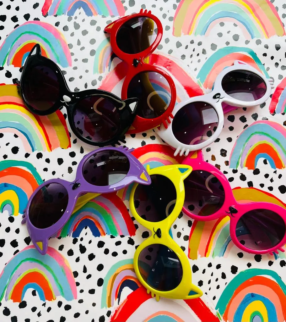 Yellow Cat Retro Kids Sunglasses